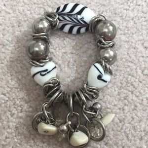 Michael Kors Black and White Glass Heart Bracelet